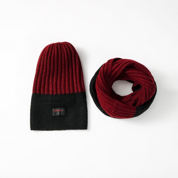 Noblag Cashmere Scarves For Men & Women Knitted Black Red Set Style - Picture 1 of 6